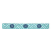 Navy Blue, Blauwgroen Chevron Pattern | Uw monogra Lint (Voorkant)