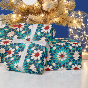 Navy Blue Blauwgroen witte marmer Marokkaanse moza Cadeaupapier