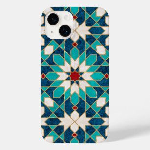 Navy Blue Blauwgroen witte marmer Marokkaanse moza Case-Mate iPhone 14 Hoesje