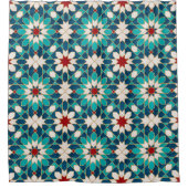 Navy Blue Blauwgroen witte marmer Marokkaanse moza Douchegordijn (Voorkant)