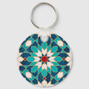 Navy Blue Blauwgroen witte marmer Marokkaanse moza Sleutelhanger