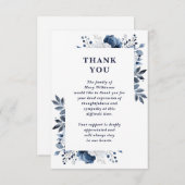 Navy Blue Bloemen Viering van het leven begrafenis Bedankkaart (Voorkant / Achterkant)