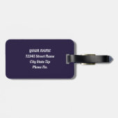 Navy Blue Blossom Floral Bagagelabel (Achterkant horizontaal)