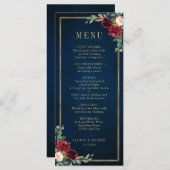 Navy Blue Blush Burgundy Gold Geometric Weddenscha Menu (Voorkant / Achterkant)