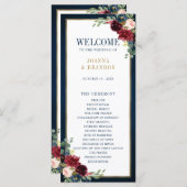 Navy Blue Blush Burgundy Gold Geometric Weddenscha Programma (Voorkant / Achterkant)