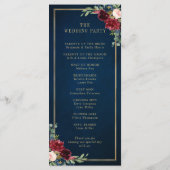 Navy Blue Blush Burgundy Gold Geometric Weddenscha Programma (Achterkant)