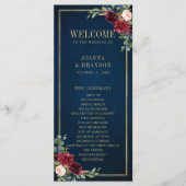 Navy Blue Blush Burgundy Gold Geometric Weddenscha Programma (Voorkant)