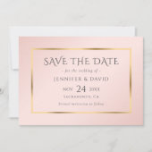 Navy Blue Blush en Gold Wedding Save the Date (Voorkant)