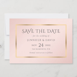 Navy Blue Blush en Gold Wedding Save the Date