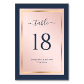 Navy Blue Blush en Gold Wedding Table Number Kaart (Achterkant)