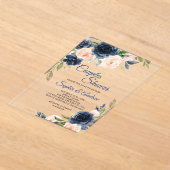 Navy Blue & Blush Floral Couples Shower Invitation (Poser)