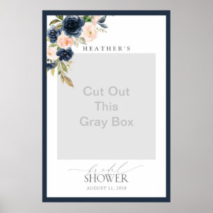 Navy Blue & Blush Floral Vrijgezellenfeest Foto Bo Poster