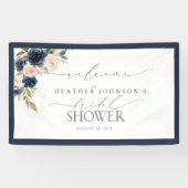 Navy Blue & Blush Floral Waterverf Spandoek (Horizontaal)