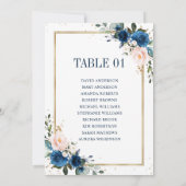 Navy Blue Blush Geometric Wedding Seating Chart Kaart (Achterkant)