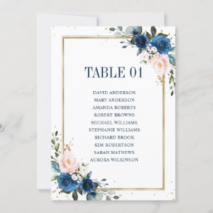 Navy Blue Blush Geometric Wedding Seating Chart Kaart