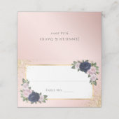 Navy Blue Blush Gold Wedding Table Number (Buitenkant ongevouwen)