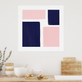 Navy Blue Blush-minimaliskleurenblok Poster (Keuken)