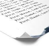 Navy Blue Blush Pink Botanical Seating Chart Poster (Hoek)