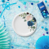 Navy Blue Blush Pink Botanical Weddenpapier Bord (Feest)