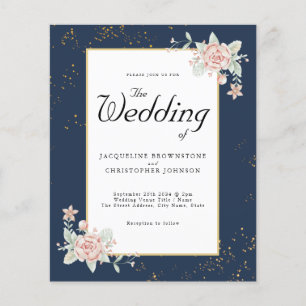 Navy Blue Blush Pink budget Weddenschap Fly Flyer
