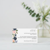 Navy Blue & Blush Pink Floral SM Enclosure Kaart (Staand voorkant)