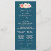 Navy Blue Blush Pink Floral Wedding Programme Programma (Achterkant)