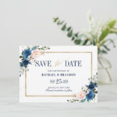 Navy Blue Blush Pink Geometric Sla de datumkaart o (Staand voorkant)