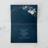 Navy Blue Blush Pink Geometric Wedding Bedankkaart (Binnen)