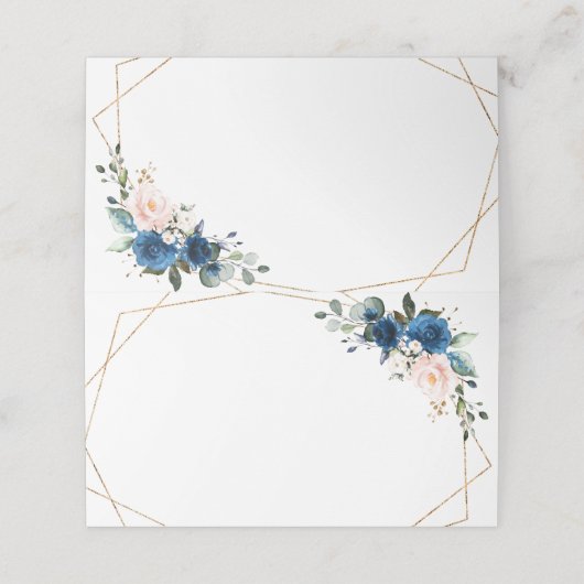 Navy Blue Blush Pink Rose Boho Geometric Wedding (Buitenkant ongevouwen)