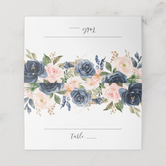Navy Blue Blush Pink Rose Boho Wedding (Buitenkant ongevouwen)