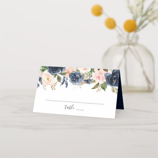 Navy Blue Blush Pink Rose Boho Wedding (Voorkant)