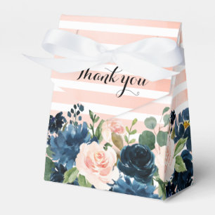 Navy Blue Blush Pink Rose Boho Wedding Bedankdoosjes