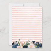 Navy Blue Blush Pink Rose Boho Wedding Kaart (Achterkant)