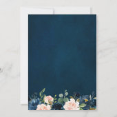 Navy Blue Blush Pink Rose Boho Wedding Kaart (Achterkant)