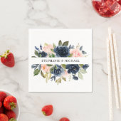 Navy Blue Blush Pink Rose Boho Wedding Servet (Insitu)