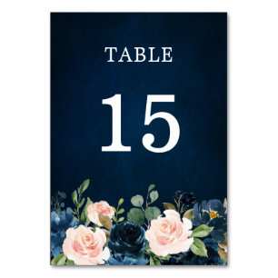 Navy Blue Blush Pink Rose Botanical Kaart