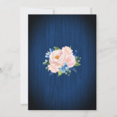 Navy Blue Blush Pink String Lights Bloemen Huwelij Kaart (Achterkant)