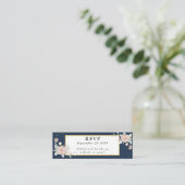 Navy Blue Blush Pink Wedding RSVP Mini Visitekaartje (Staand voorkant)