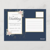 Navy Blue Blush Pink Wedding Save the Date Briefkaart (Achterkant)