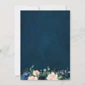 Navy Blue Blush Roos Floral Rustic Country Weddens Kaart (Achterkant)
