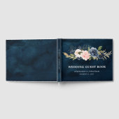 Navy Blue Blush roze Rose Botanical Gastenboek (Volledig)