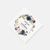 Navy Blue Blush roze Rose Botanical Servet (Hoek)