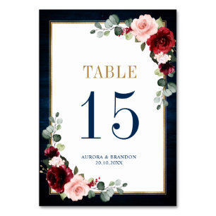 Navy Blue Blush roze roze botanisch tabelnummer Kaart