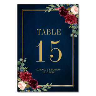 Navy Blue Blush roze roze botanisch tabelnummer Kaart