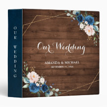 Navy Blue Blush Rustic Wood Gold Geometric Weddens