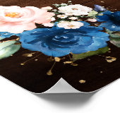 Navy Blue Blush Rustic Wood Gold Geometric Welkom Poster (Hoek)