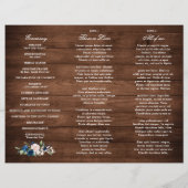 Navy Blue Blush Rustic Wood Gold Wedding Programme (Achterkant)