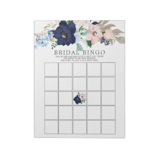 Navy Blue & Blush Vrijgezellenfeest Bingo Game Notitieblok