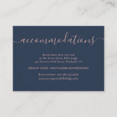 Navy Blue Blush Wedding Hotel Accommodatie Cards Informatiekaartje (Voorkant)