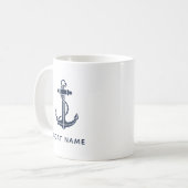 Navy Blue Boat Anker Custom Keepsake Koffiemok (Voorkant links)